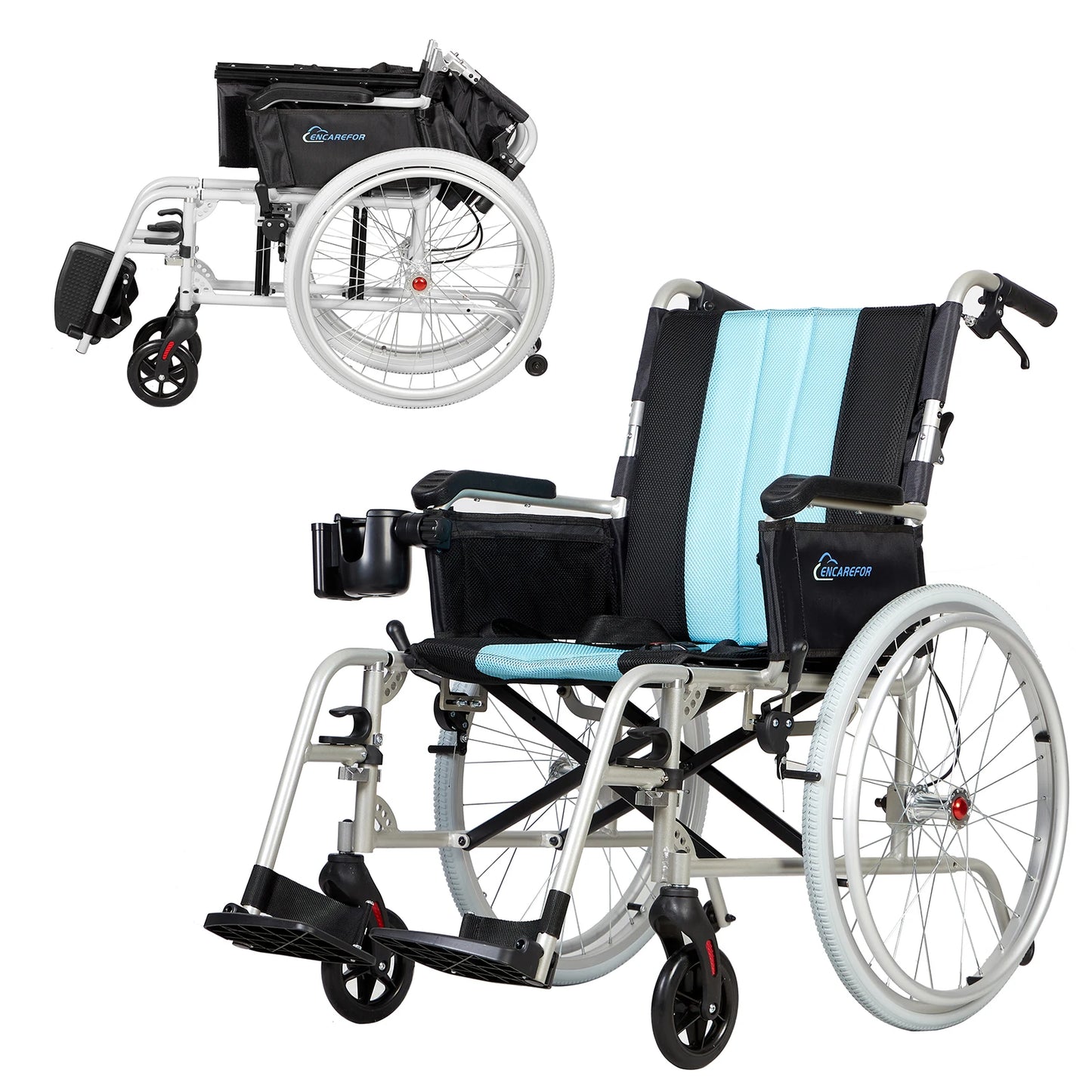 5.8KG Magnesium Ultra Lightweight Wheelchair, 20" Wide Seat Wheelchair for Adults, Foldable Portable Self-propelled Wheelchair
