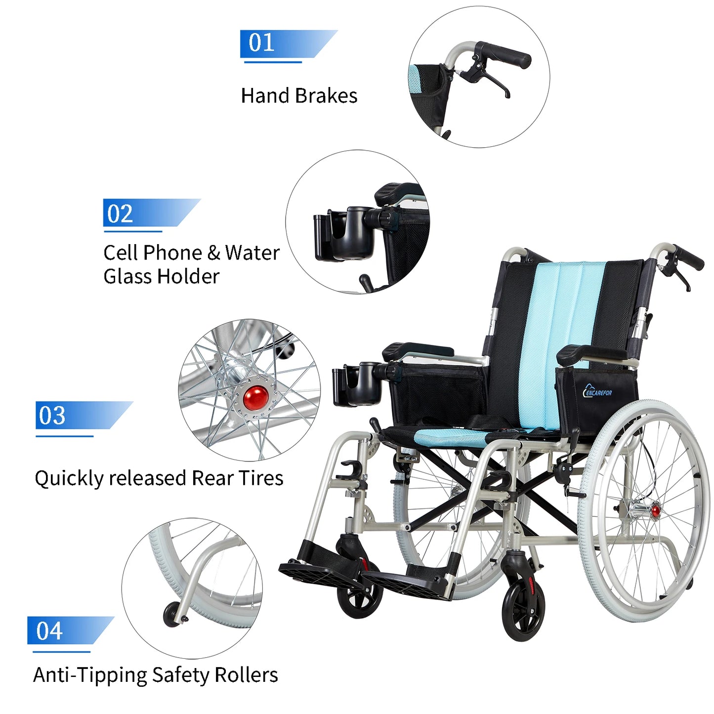 5.8KG Magnesium Ultra Lightweight Wheelchair, 20" Wide Seat Wheelchair for Adults, Foldable Portable Self-propelled Wheelchair