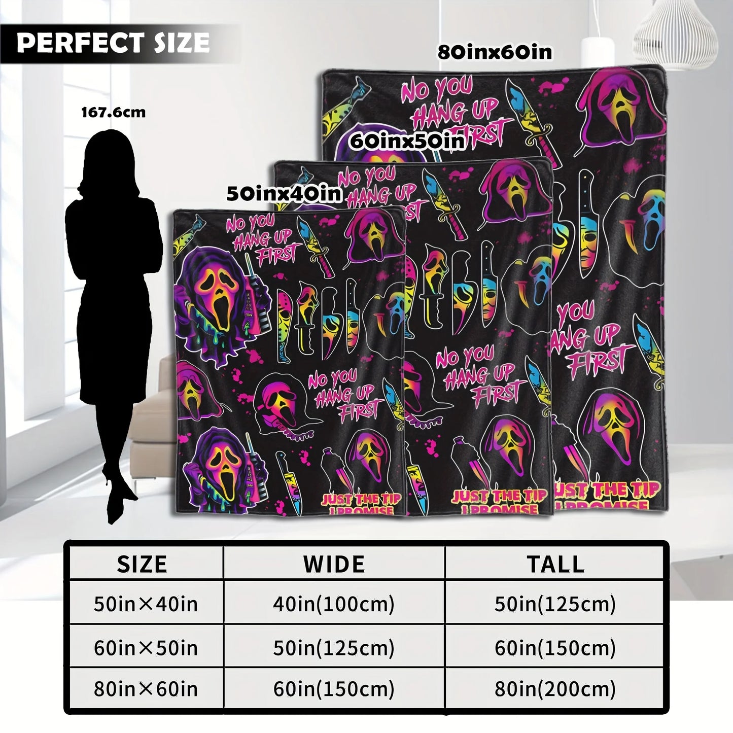 Halloween Horror Movie Blanket,Halloween Small Blanket,Soft Flannel Bed Blanket Living Room Sofa Bedroom Decoration Gift