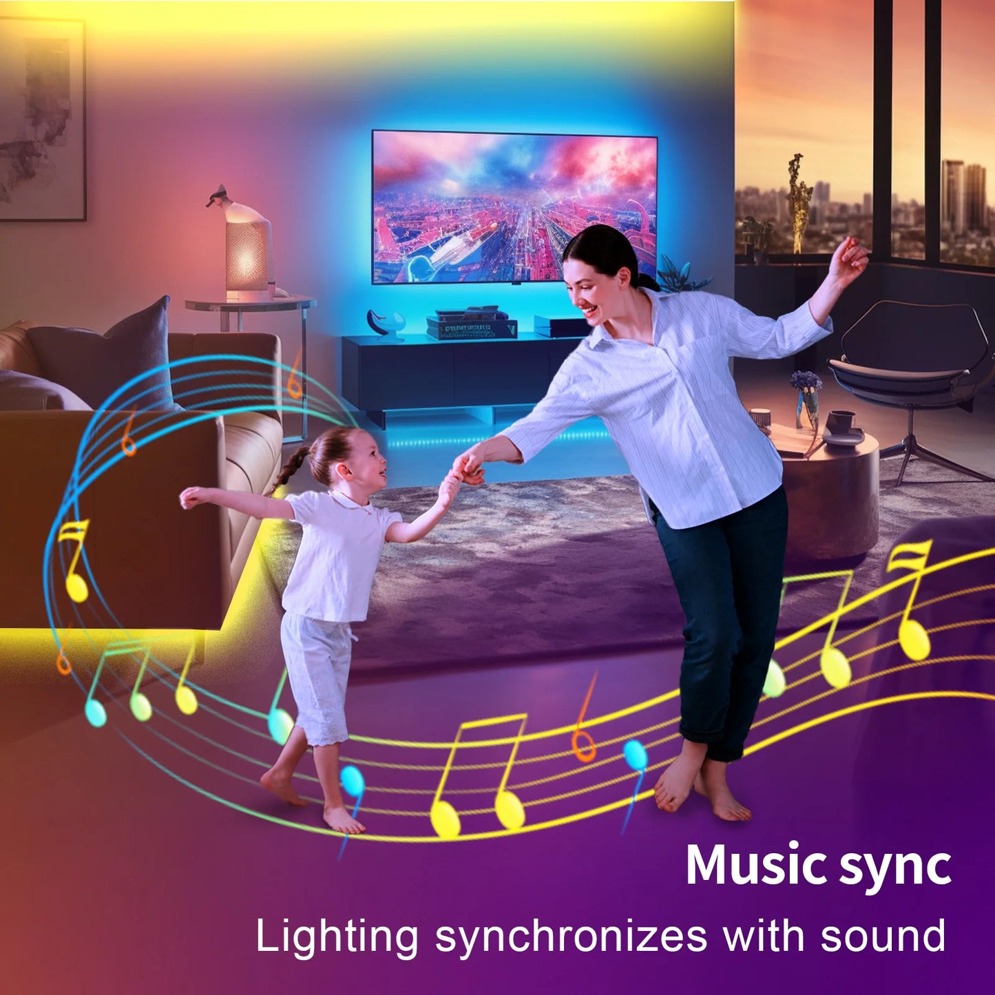 100FT WIFI outdoor LED strip lights, music synchronization RGB LED light, with remote control and application.