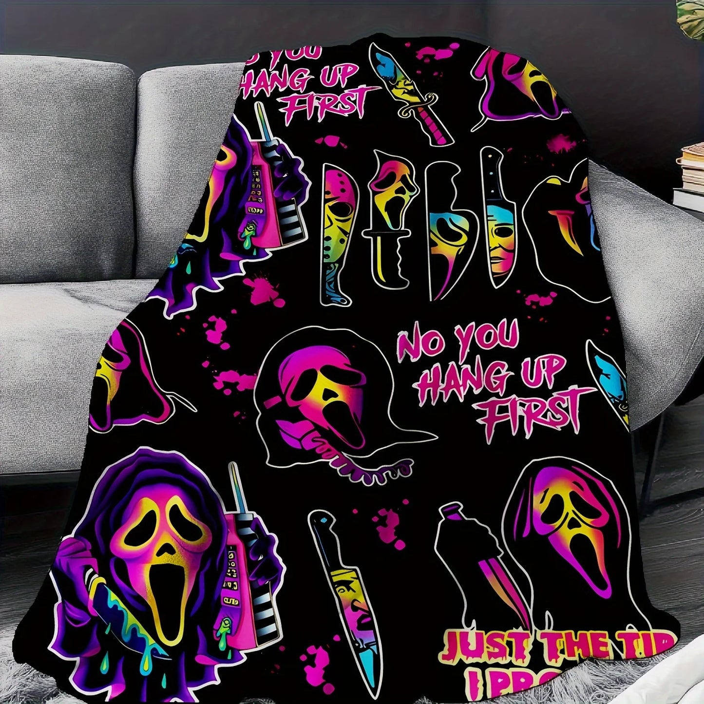 Halloween Horror Movie Blanket,Halloween Small Blanket,Soft Flannel Bed Blanket Living Room Sofa Bedroom Decoration Gift