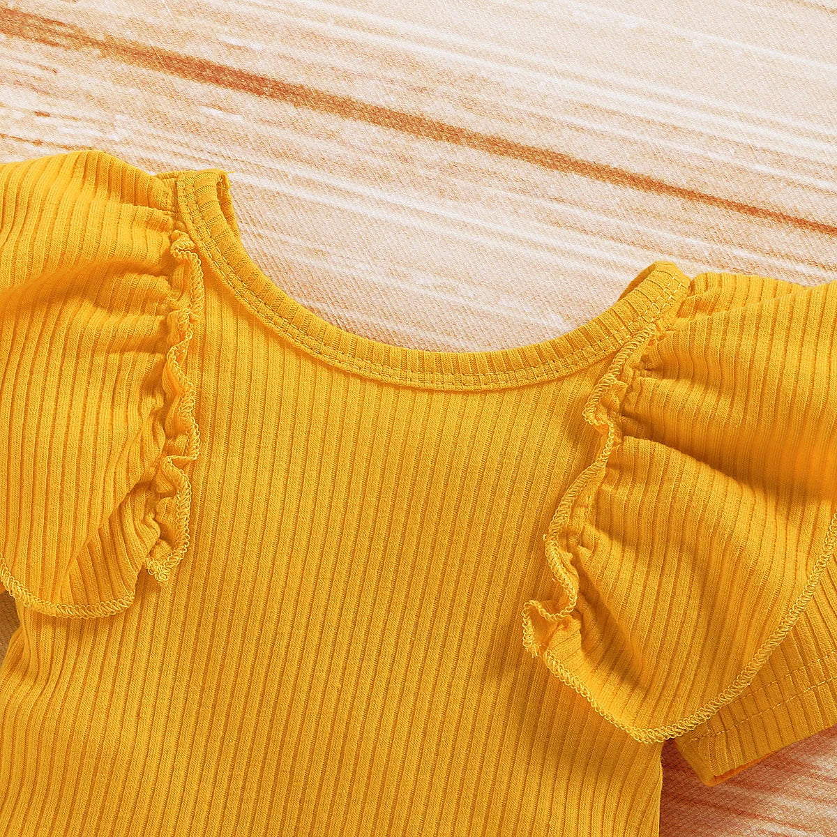 Lioraitiin 0-24M Newborn Infant Baby Girl Clothing Set Short Sleeve Yellow Solid Romper Top Sumflower Printed Shorts 3Pcs Outfit