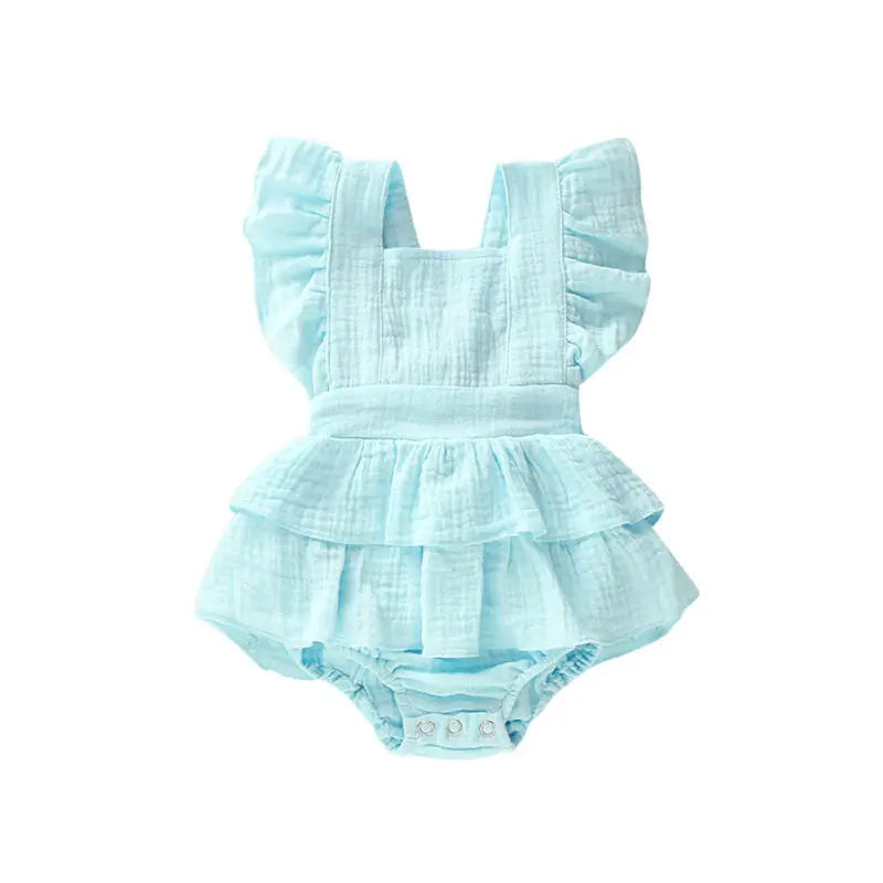 Citgeett Summer Solid 0-24M Newborn Baby Girl Clothes Ruffle Cotton Romper Sleeveless Jumpsuit Outfit Sunsuit