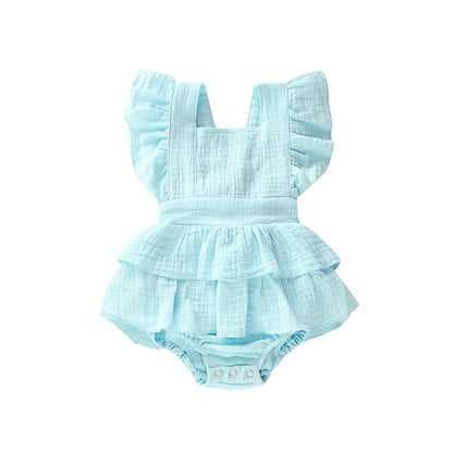 Citgeett Summer Solid 0-24M Newborn Baby Girl Clothes Ruffle Cotton Romper Sleeveless Jumpsuit Outfit Sunsuit