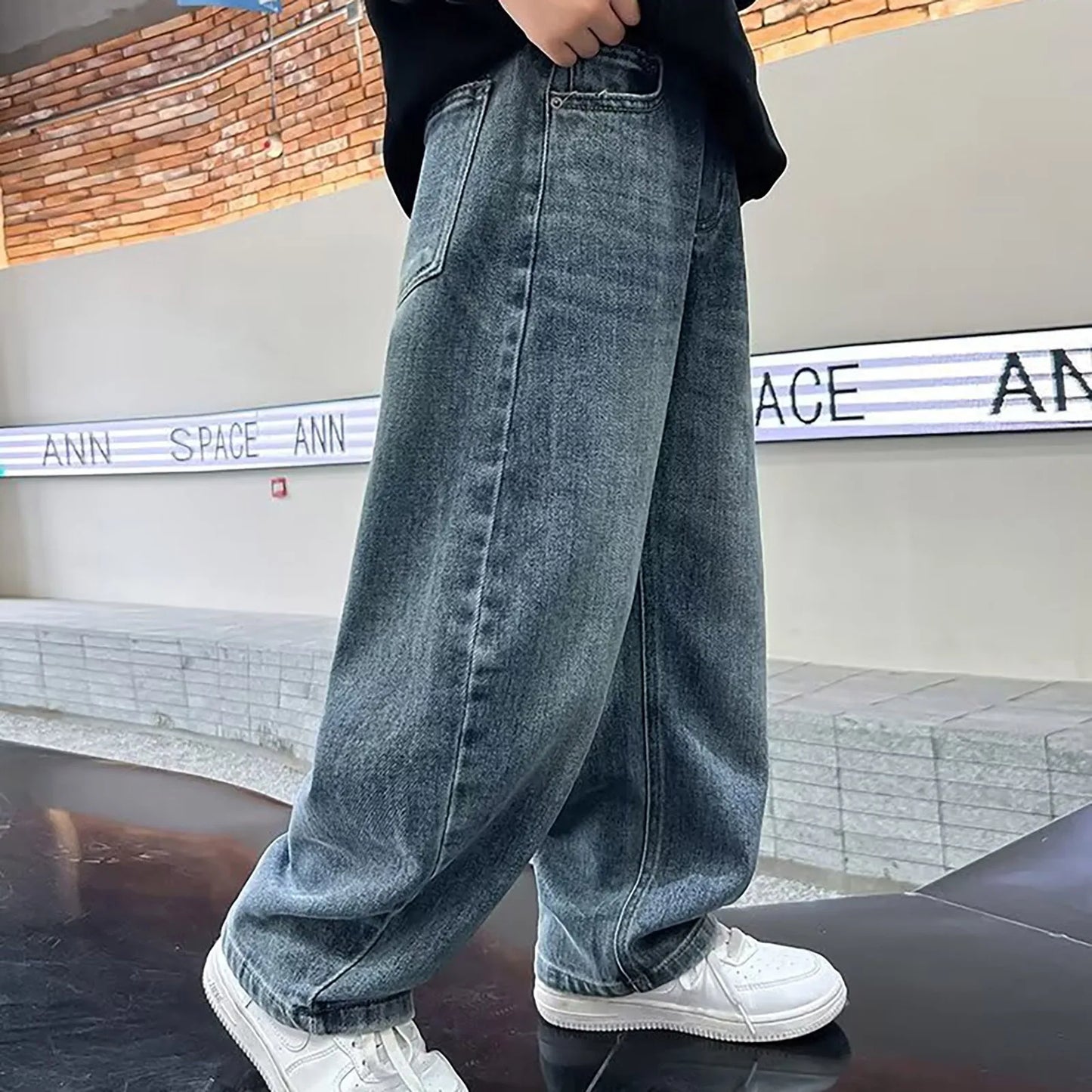 12mo Girl Clothes Boys Fashion Jeans Children Clothing Trousers Straight Pants Loose Denim Wide Leg Pants 12 Girl Clothes