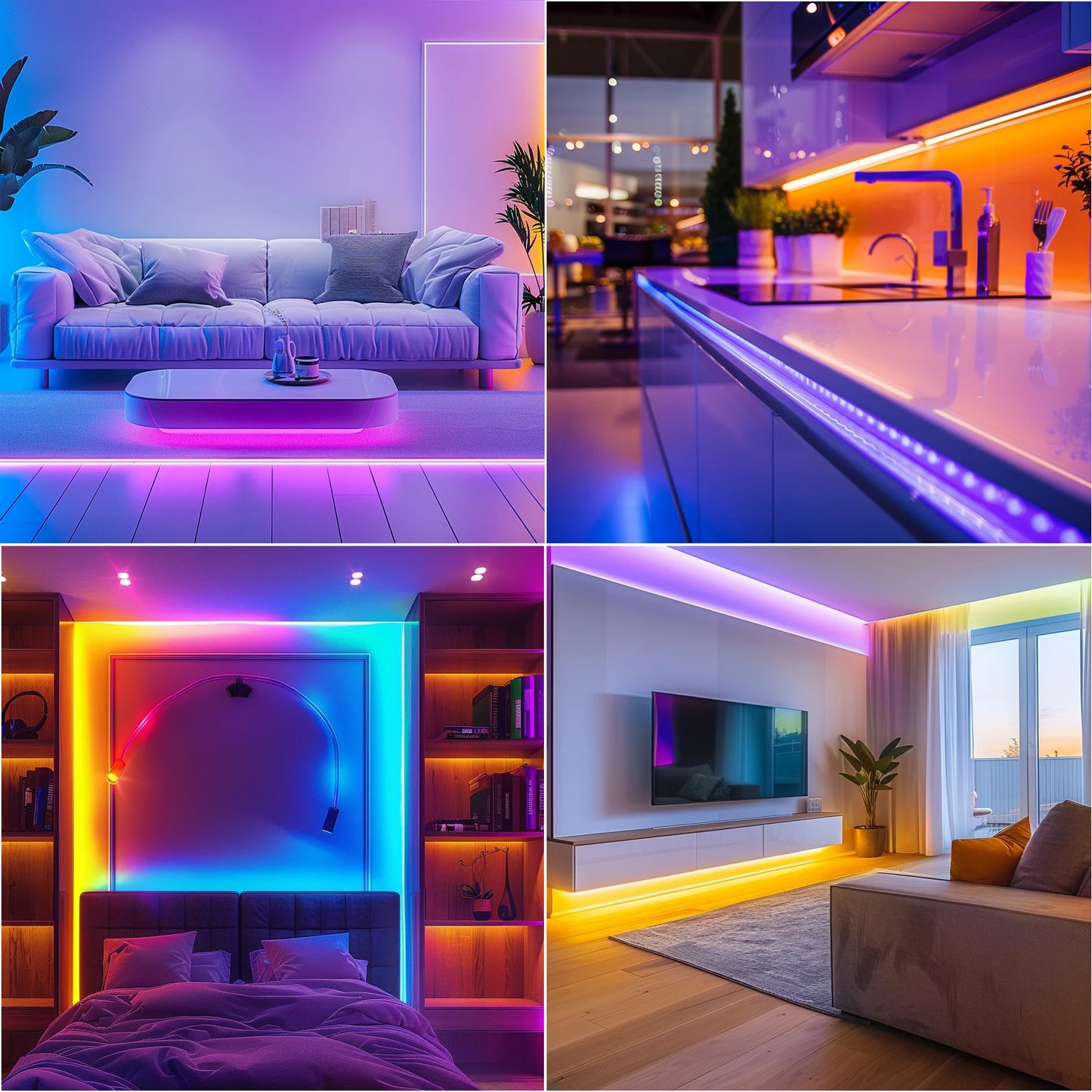 100FT WIFI outdoor LED strip lights, music synchronization RGB LED light, with remote control and application.