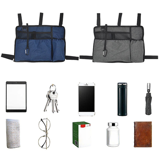 Walker Bag with Cup Holder Wheelchair Side Bag Waterproof Armrest Side Storage Bag for Adult Folding Walkers