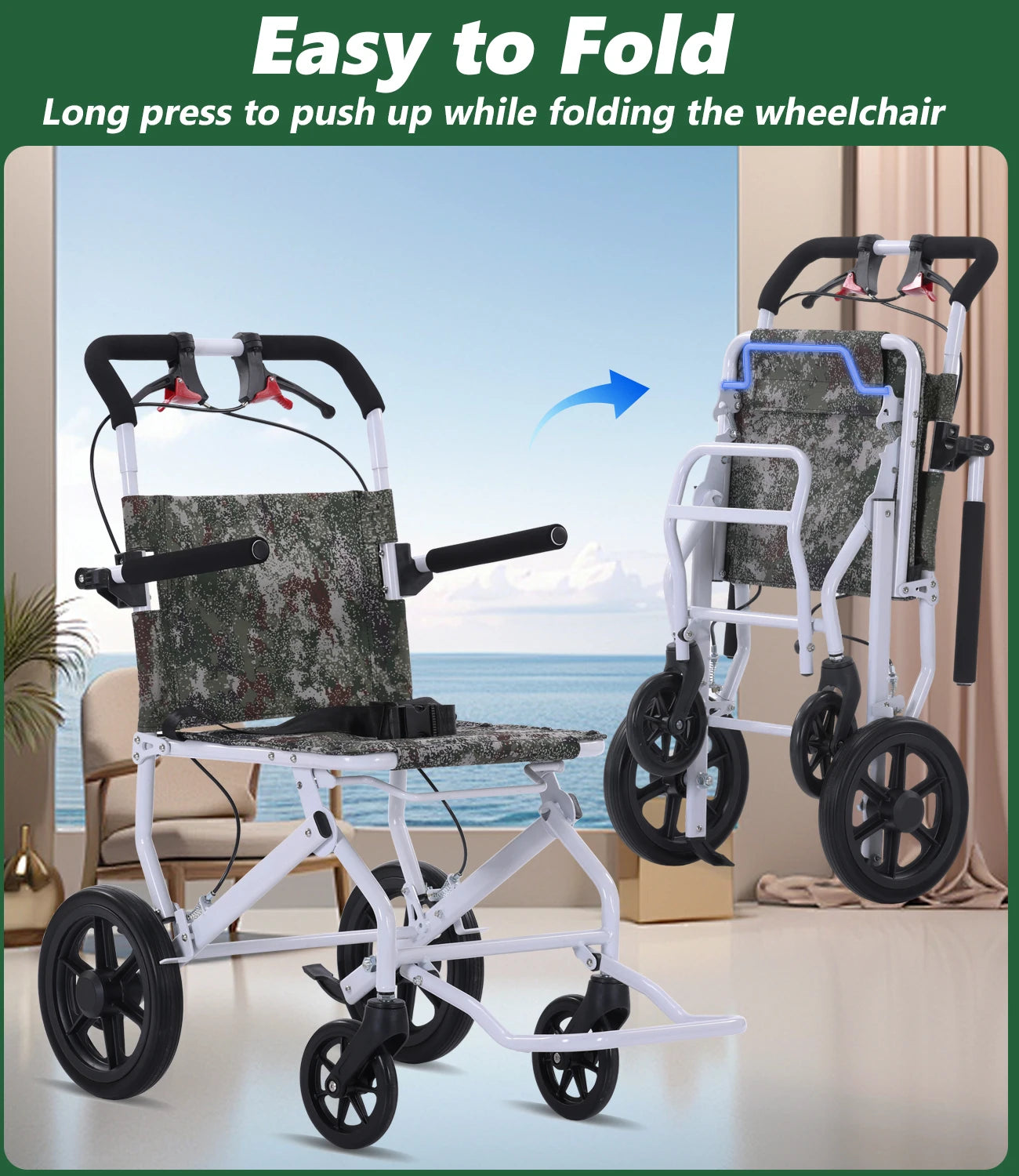 Manual Wheelchair Lightweight Ultralight Folding Transport Durable Wheelchair for Adults Seniors Airline Approved Folding Transp