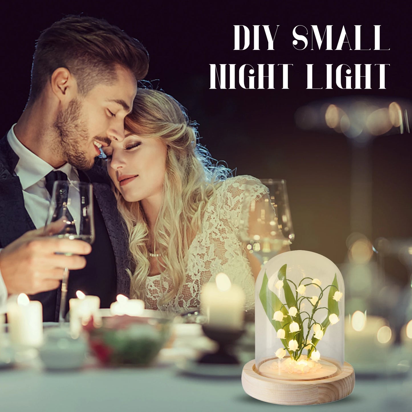Lily of The Valley Bedside Sleep Light Battery Powered Flower Atmosphere Light Unfinished Ornament Home Decor for Valentines Day