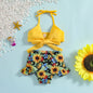 Girl Piece Toddler Summer Girls Sunflower Flower Printing Ruffles Two Piece Swimwear Swimsuit Bikini Tween Bathing Suits