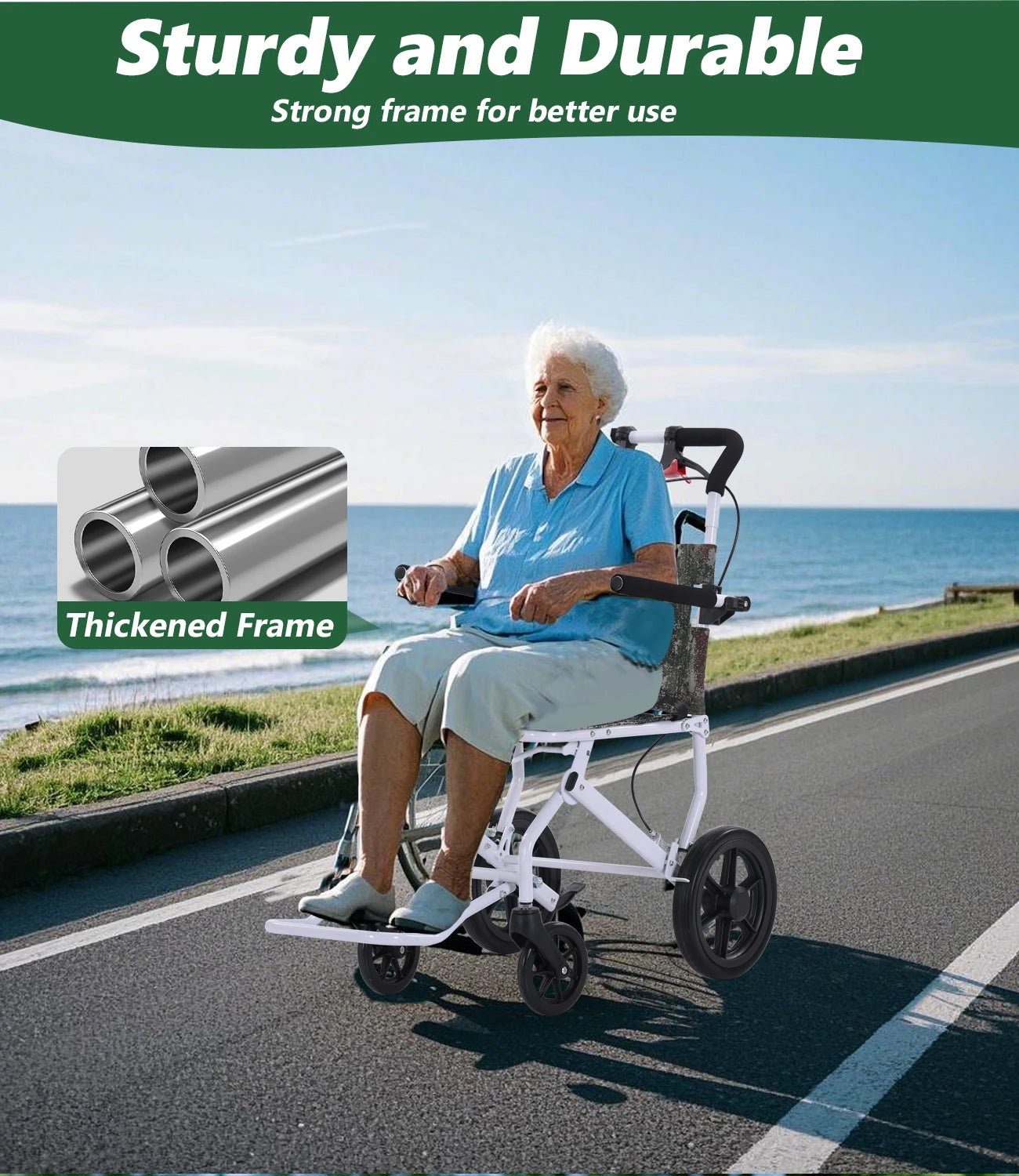 Manual Wheelchair Lightweight Ultralight Folding Transport Durable Wheelchair for Adults Seniors Airline Approved Folding Transp