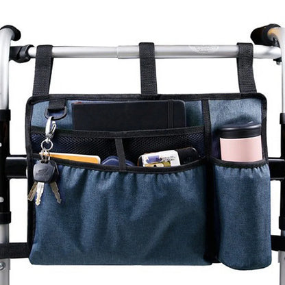 Walker Bag with Cup Holder Wheelchair Side Bag Waterproof Armrest Side Storage Bag for Adult Folding Walkers