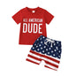 Citgeett Summer Independence Day Toddler Boys Outfits Short Sleeve Letter Print T-Shirts + Front Shorts Clothes Set