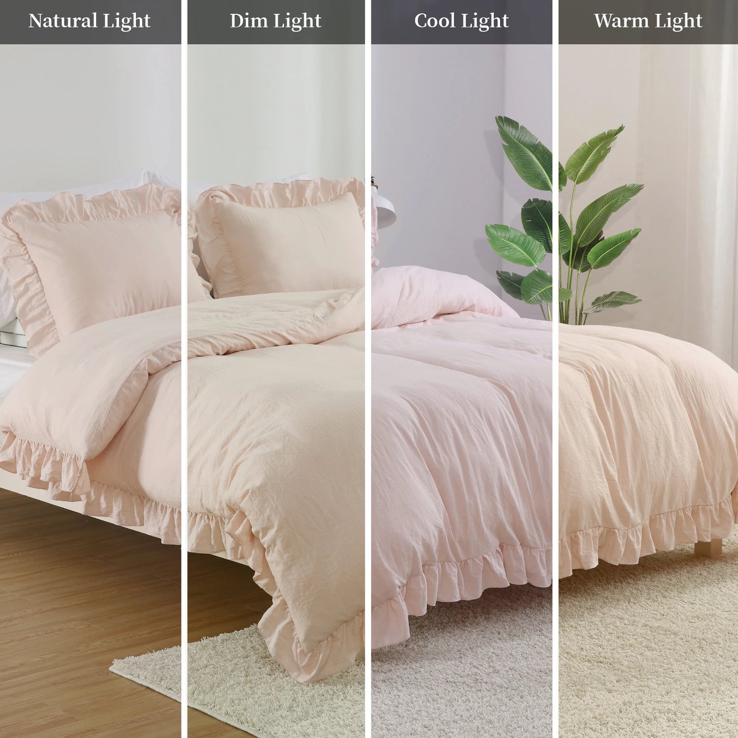 104"x90" Lotus Leaf Edge Bedding Duvet Cover Set Large Double Bed Bedroom Soft Washed Polyester 1 Duvet Cover + 2 Pillowcases