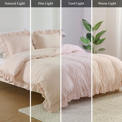 104"x90" Lotus Leaf Edge Bedding Duvet Cover Set Large Double Bed Bedroom Soft Washed Polyester 1 Duvet Cover + 2 Pillowcases