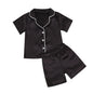 2020-09-09 Lioraitiin 1-7T Toddler Baby Black Satin Pajamas Infant Boy Short/Long Sleeve Pants Sleepwear Casual 2PCS Homewear