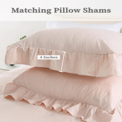 104"x90" Lotus Leaf Edge Bedding Duvet Cover Set Large Double Bed Bedroom Soft Washed Polyester 1 Duvet Cover + 2 Pillowcases