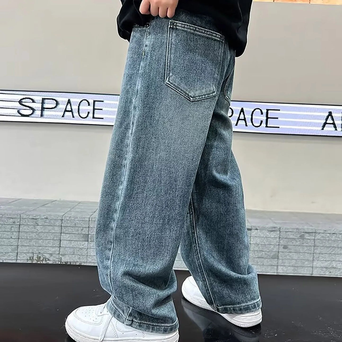 12mo Girl Clothes Boys Fashion Jeans Children Clothing Trousers Straight Pants Loose Denim Wide Leg Pants 12 Girl Clothes