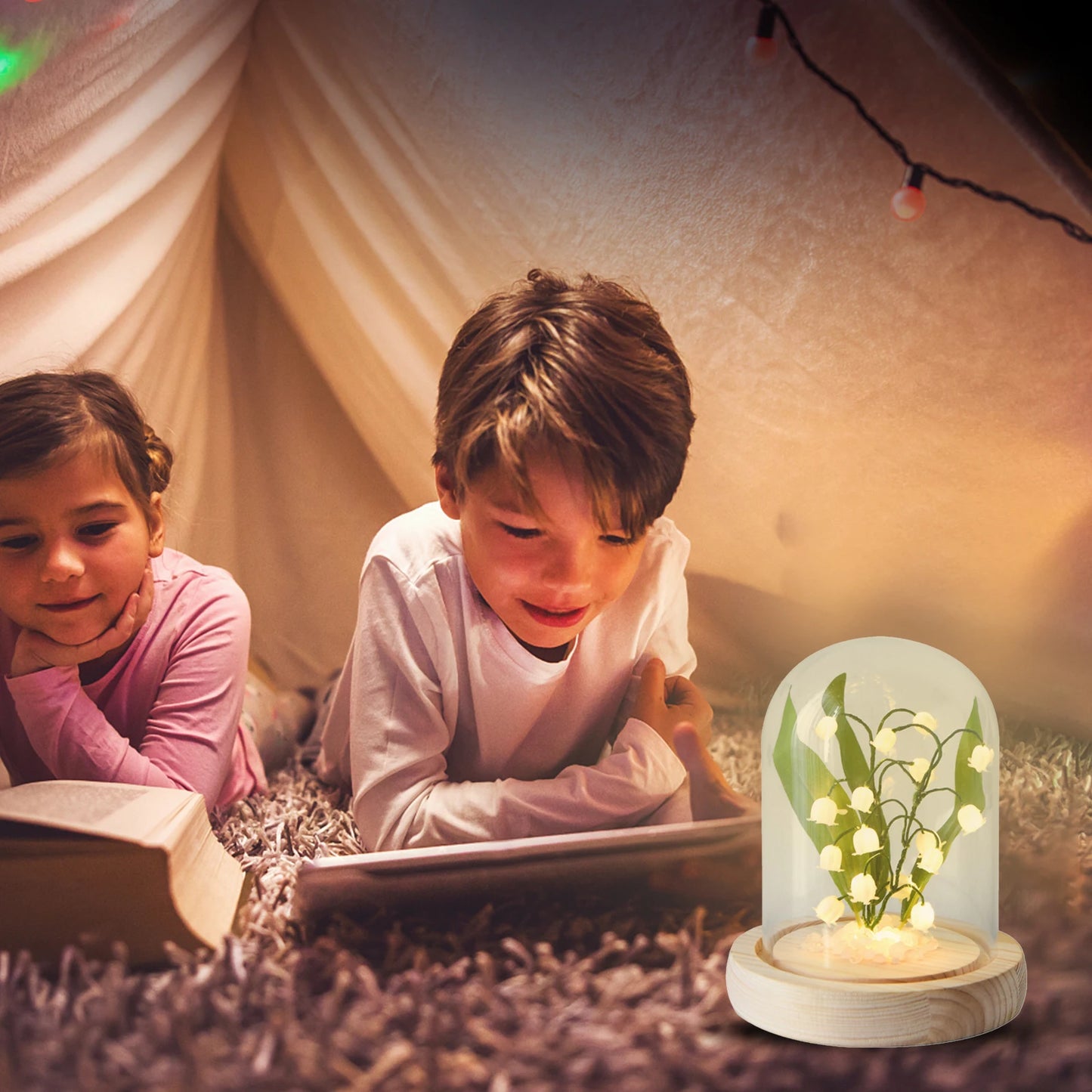 Lily of The Valley Bedside Sleep Light Battery Powered Flower Atmosphere Light Unfinished Ornament Home Decor for Valentines Day