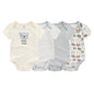 Kiddiezoom Fashion Cartoon 4-piece Summer 100% Cotton Boys and Girls jumpsuit Newborn jumpsuit set