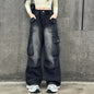 Girls Oversized Jeans Middle And Large Children Fashionable Overalls Vintage Denim With Big Pockets Spring Autumn Girl Trousers