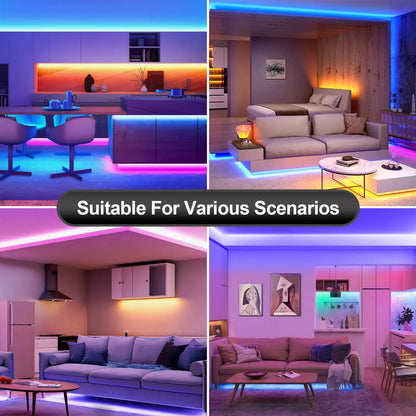 100FT WIFI outdoor LED strip lights, music synchronization RGB LED light, with remote control and application.