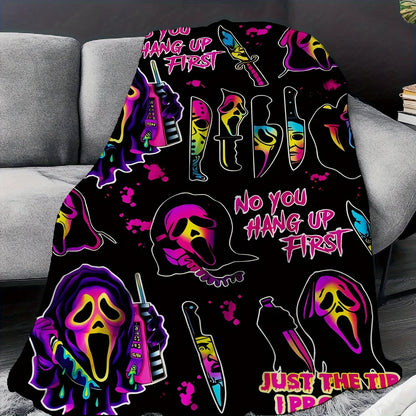 Halloween Horror Movie Blanket,Halloween Small Blanket,Soft Flannel Bed Blanket Living Room Sofa Bedroom Decoration Gift