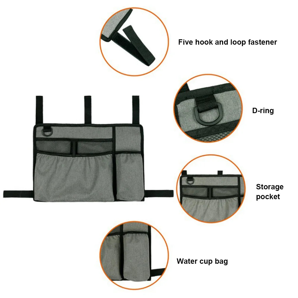 Walker Bag with Cup Holder Wheelchair Side Bag Waterproof Armrest Side Storage Bag for Adult Folding Walkers